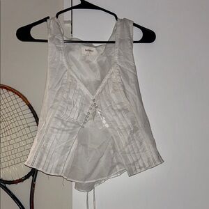 White Button-Front Sleeveless Top